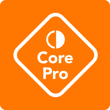 Orange colour box with “Core Pro” in the centre.